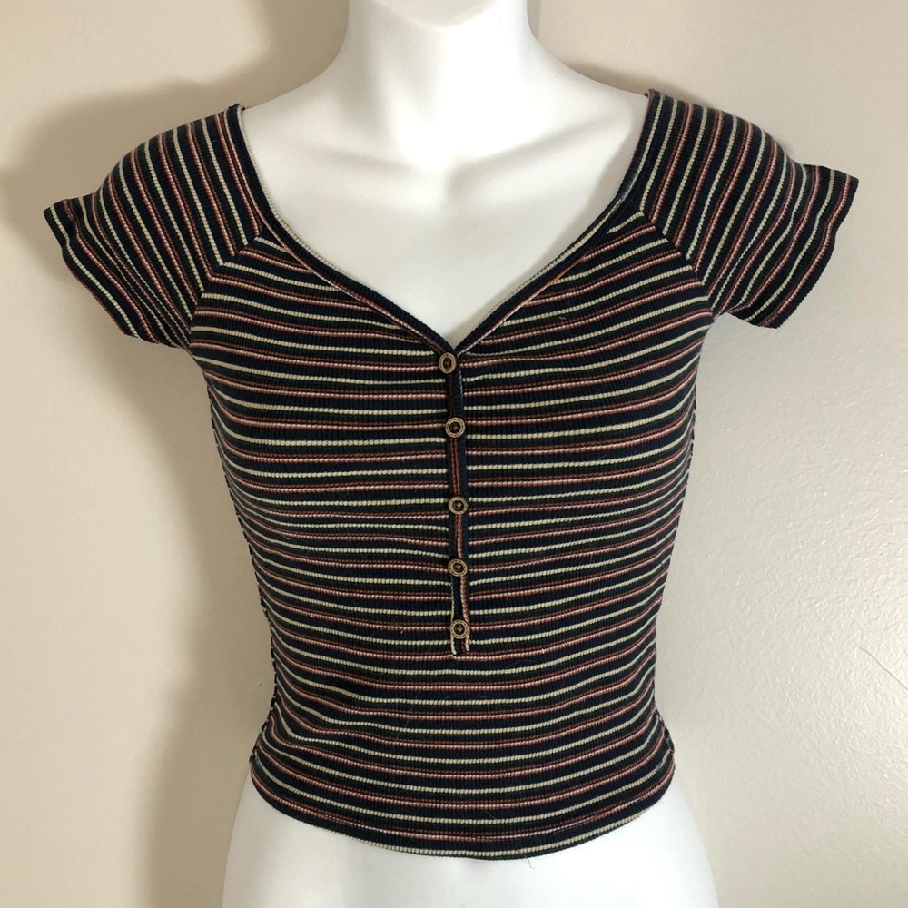 Active USA Striped Cropped Top Size Medium
